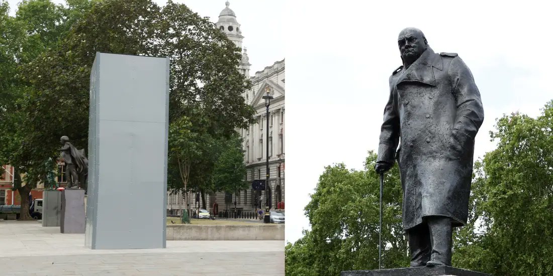 #churchillstatue in London has been transformed into a cash point so we can serve our capitalist overlords. #Consume