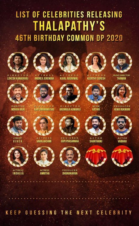 CineGrains's tweet photo. Celebrities to release Thalapathy birthday cdp !
#ThalapathyBdayCDP #master https://t.co/SDvMdUlhvT
