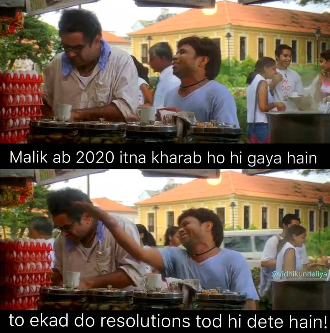 WeVidh's tweet image. *Meanwhile me to my resolutions: Jabba??🤷‍♀️ #quarantinememes #lockdown2020 #rajpalyadav #pareshrawal #resolutions2020