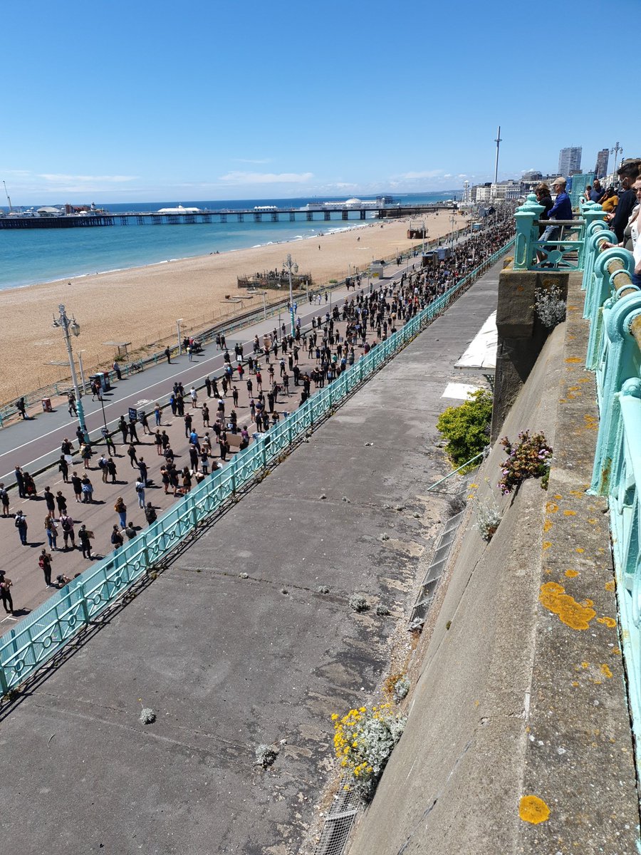 nickreeves9876's tweet photo. There's a big, very peaceful and socially distanced Black Lives Matter protest taking place now on the Brighton sea front. https://t.co/pfU7AEIvB2