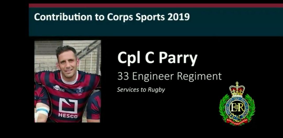 @SapperRugbyMasters (@sapperrugbymas1) on Twitter photo Congratulations to Cpl Parry for being recognised for his Services to Corps Rugby at this years Corps Sport Awards.
#sapperpower
#sapperrugby
<a href="/101EngrRegt/">101 Engr Regt (EOD&S)</a> @33ENGINEER Congratulations to Cpl Parry for being recognised for his Services to Corps Rugby at this years Corps Sport Awards.
#sapperpower
#sapperrugby
<a href="/101EngrRegt/">101 Engr Regt (EOD&S)</a> @33ENGINEER