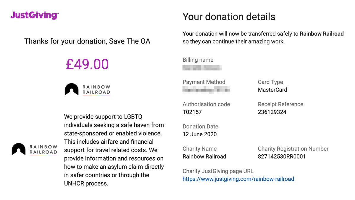 As promised we donated 80% of profits from this t-shirt to <a href="/RainbowRailroad/">Rainbow Railroad</a> 🌈, a life saving #LGBTQ charity. We only sold two, so we've decided to bump it up to £49 in honour of the 49 lives lost in the Pulse nightclub shooting 4 years ago. Let's help others w/ #Pride worldwide!