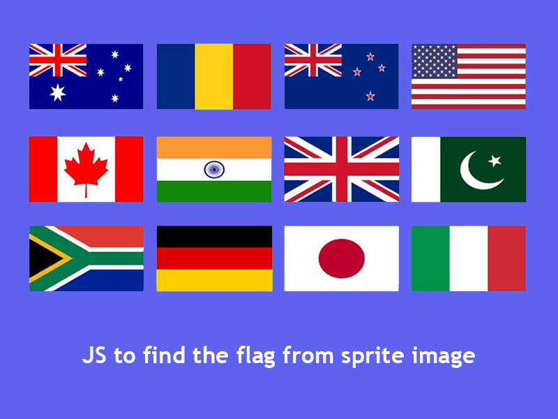 thesupercoder2's tweet image. Write a code to find the right flag from the sprite 
image and set as background to a Div
The order of the flag is mentioned in an array.
Submit your code here
thesupercoder.com/test-details.p…
#HTMLCSSJS #thesupercoder
