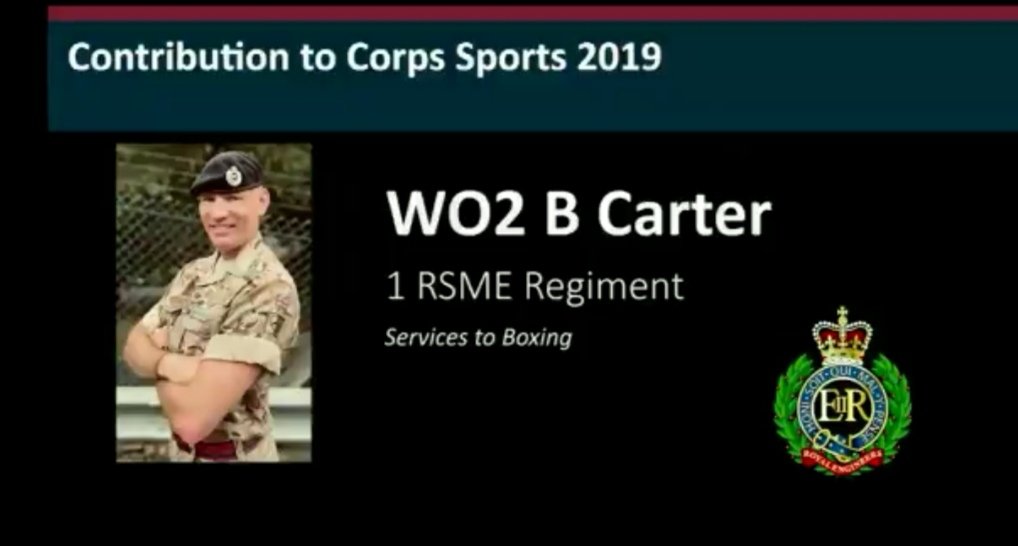 @SapperRugbyMasters (@sapperrugbymas1) on Twitter photo And also Congratulations to WO2 Carter for being recognised for his Services to Corps Boxing at this years Corps Sport Awards.
#sapperpower
#sapperrugby
#sapperboxing
<a href="/1RSMERegt/">1 RSME Regiment</a> And also Congratulations to WO2 Carter for being recognised for his Services to Corps Boxing at this years Corps Sport Awards.
#sapperpower
#sapperrugby
#sapperboxing
<a href="/1RSMERegt/">1 RSME Regiment</a>