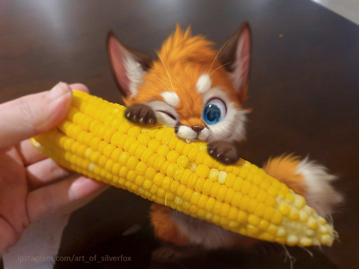 Krrrp krrrrp. He likes corn.