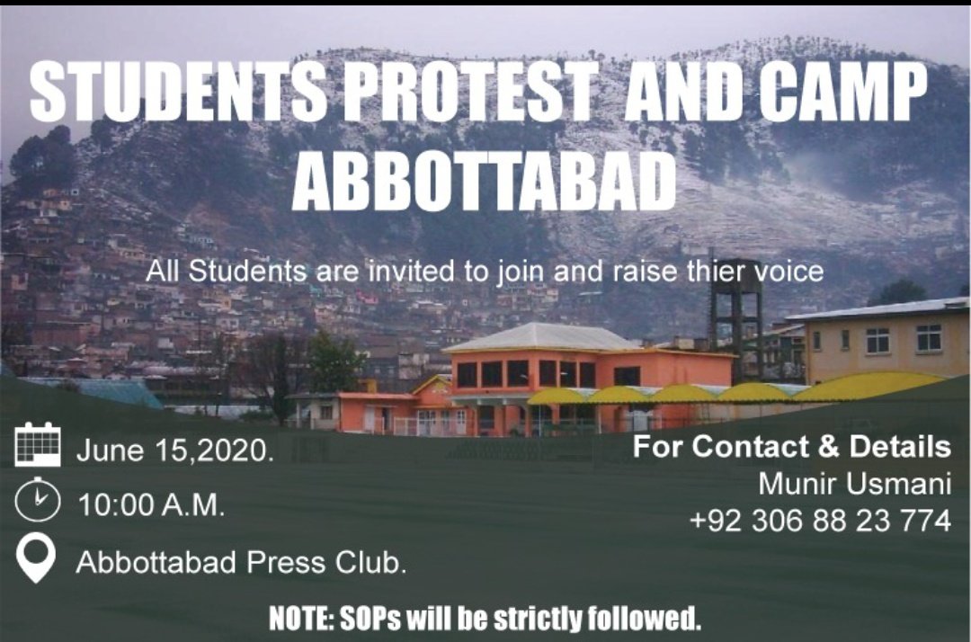 HamailEjaz's tweet photo. ABBOTTABAD are Ready? 
#StudentsHungerStrike_15June https://t.co/bVsmmZXJ3n