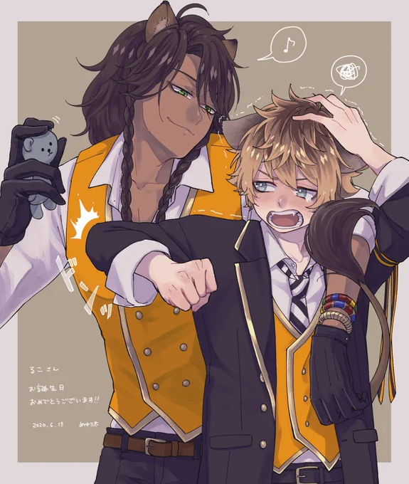@rukoimo 
るこさん!遅くなりましたが、お誕生日おめでとうございます✨ るこさんが描かれるかわいいレオラギにいつも癒されております!中でもぬいぐるみと触覚がリンクしちゃったお話が大好きで…? るこさんにとって素敵な一年になりますように☺️ 
