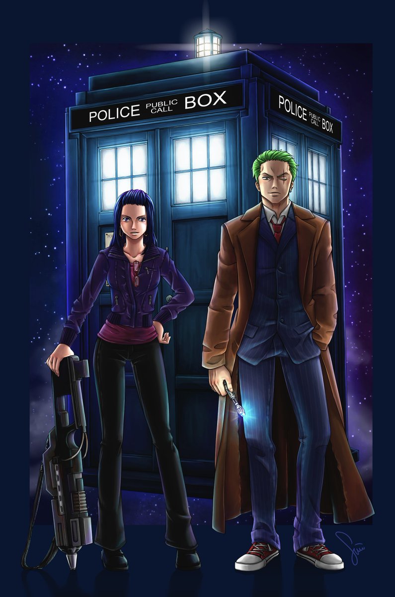 Why #DrWho ? Cause  in germany 'The Doctor' and #RoronoaZoro just as #RoseTyler and #Tashigi had the same #VoiceActors 

Hope we agree Zoro should never get a time machine. Never!🤣

(2016 - sry for posting old stuff)

#OnePiece #Crossover #artistsontwitter #fanart #digitalart