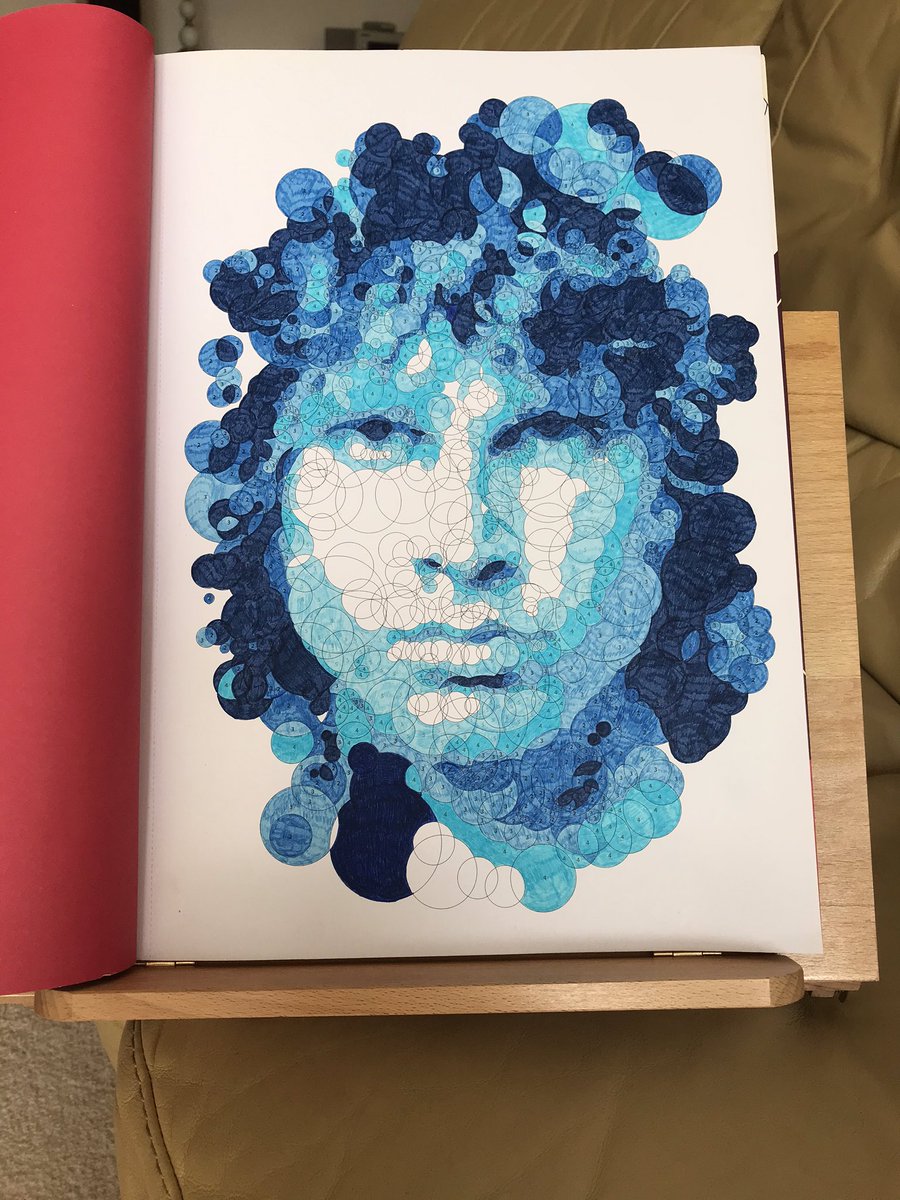 CottageCalm's tweet image. Jim Morrison in blue @STAEMars @STABILOUK @STAEDTLERNA @_StressRelief_ #querkles @thomaspavitte #colour #calm #Mindfulness