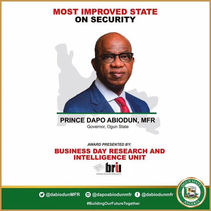 AyoOloriEbi's tweet photo. Ogun State
@OGSGofficial
has experienced tremendous improvement in security and research from Business Day Research and Intelligence Unit confirmed it.
@BusinessDayNg
@BusinessDay_RIU
. #OGSTF https://t.co/biCQnrGW5q