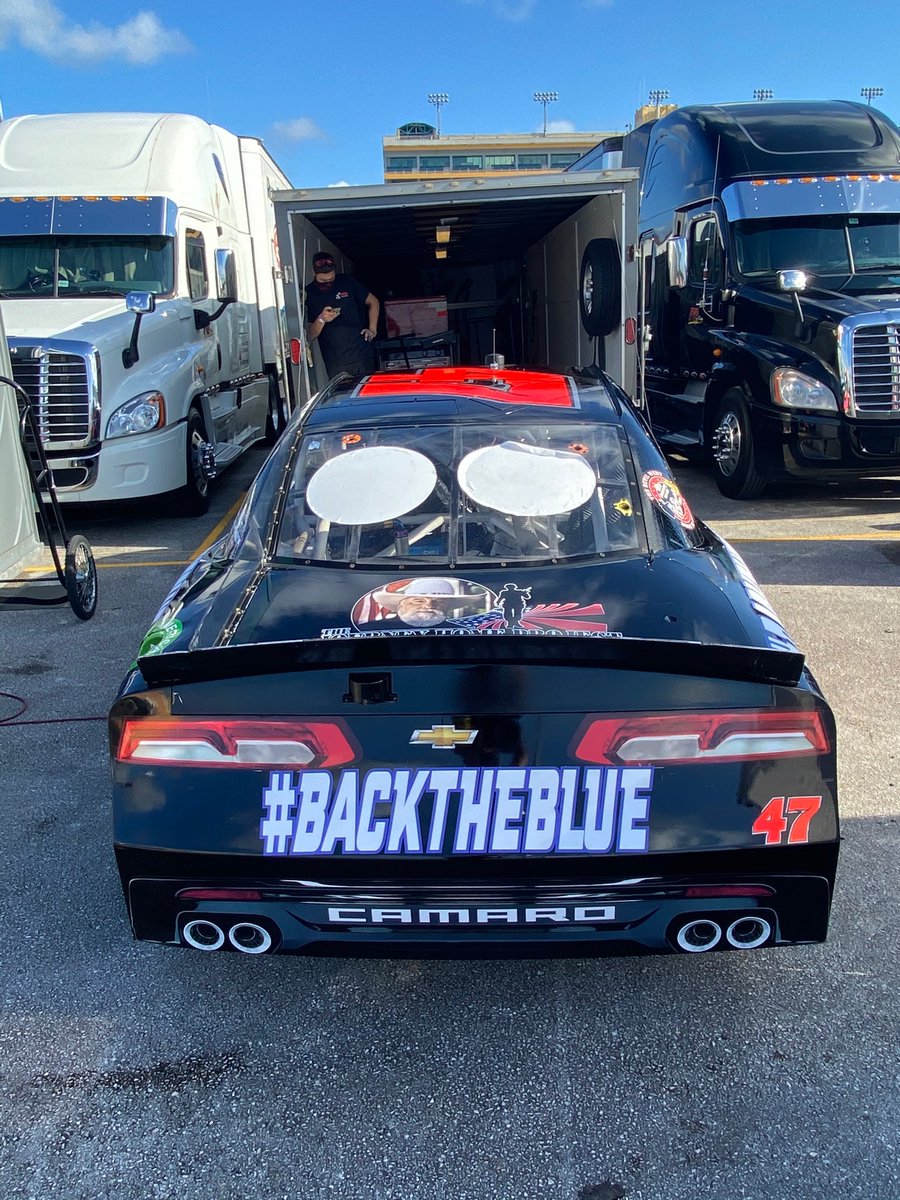 MHR_racing74's tweet photo. #MHR #47 Back The Blue Chevy Camaro @HomesteadMiami 
Piloted by @KyleWeatherman who will start the #Hooters250 today at 3:30pmET on FOX https://t.co/OBMSGp2Vgz