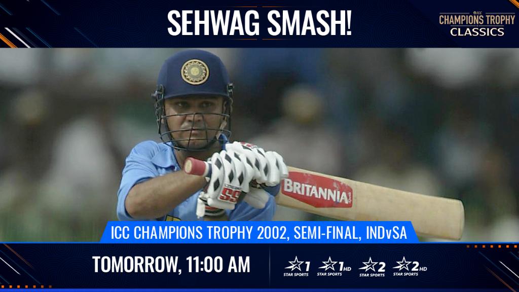 StarSportsIndia's tweet photo. Clean hitting and ๐ wickets - @virendersehwag did it all, back in 2002 against #SA!
Tell us your favourite moment from the match and gear up to witness one of the finest #CTClassics! #INDvSA
https://t.co/iIMCNLOzXG https://t.co/oqQwiFsFzD