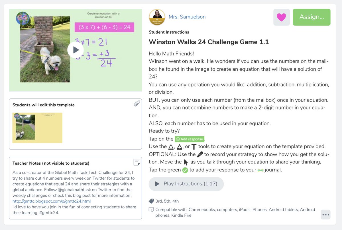 swampfrogfirst's tweet photo. Just put together a new #WinstonWalks math activity for #gmttc24 in @Seesaw for my #summermath class. #elemEDUmeet @elemEDUmeet #4thchat #3rdchat #iteachmath 
Here's a link if you're interested: https://t.co/wWi0wRcKTQ https://t.co/lXeJ8a5tku