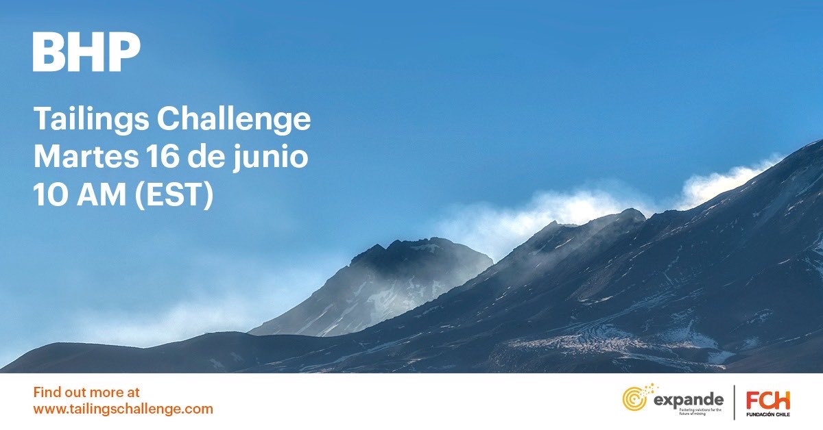 AndresMitnik's tweet photo. No se piedrdan la oportunidad de participar en BHP Tailings Challenge. Hay USD 10 millones que dicen que si se puede tener un impacto reutilizando relaves. https://t.co/Zw7Y4N861D https://t.co/Tqs5FrNezU