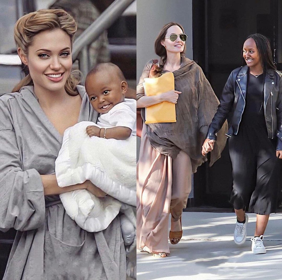 imitatesart's tweet photo. Angelina Jolie with her daughter Zahara  then &amp; now. They became like bestfriends.❤️ https://t.co/Zi1vmqIBd3