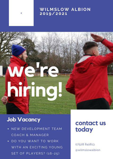 Wilmslowalbion's tweet photo. Wilmslow Albion are looking for a manager to take charge of our development squad next season. If you are a manager looking for a new team or know anyone, please share or get in touch with first team manager Oli or our social media pages.

#Wilmslow #ManchesterFootball #Cheshire https://t.co/dkDmoT8OCP