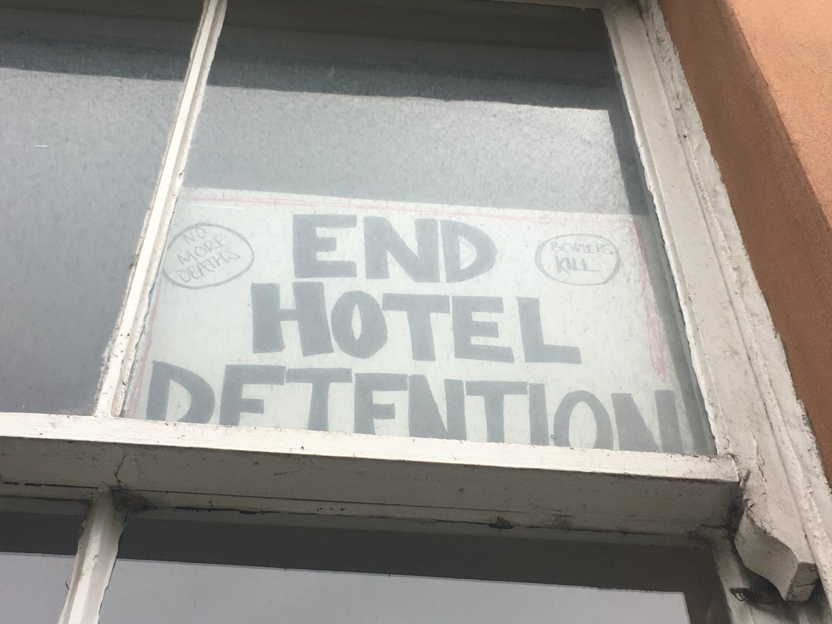 Solidarity in windows -  #endhoteldetention #borderskill #nomoredeaths |<a href="/mearsgroup/">Mears Group</a> <a href="/ukhomeoffice/">Home Office</a> #mearsamazingpeople #not