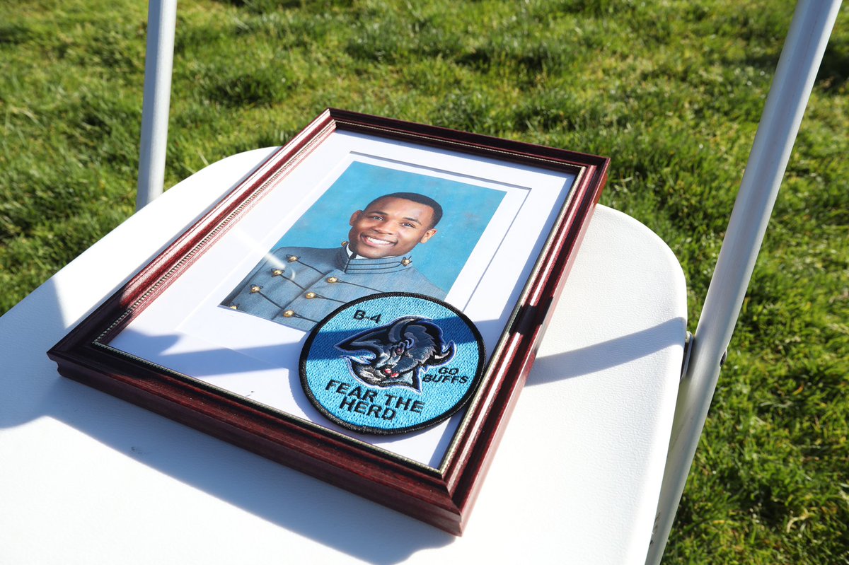 PeterKramer's tweet photo. Cadet Morgan is remembered with a plaque in the front row. Photo by @JMeorePhoto https://t.co/LZM6D1b9jj