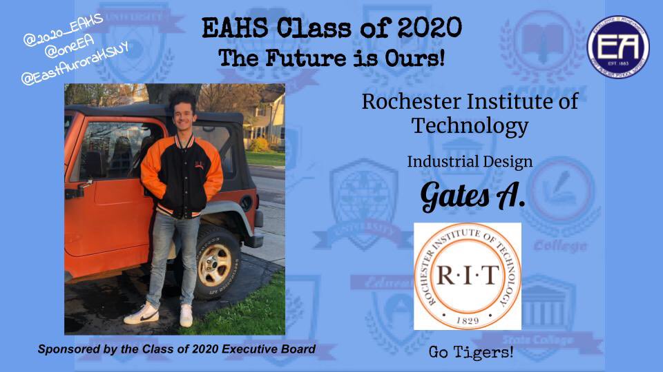 2020_eahs's tweet photo. Congratulations, Gates! May your vision of the future never waver! @EastAuroraHSNY @EASchools @EastAuroraNY @2020_eahs #oneEA https://t.co/cg2ClqwzQN