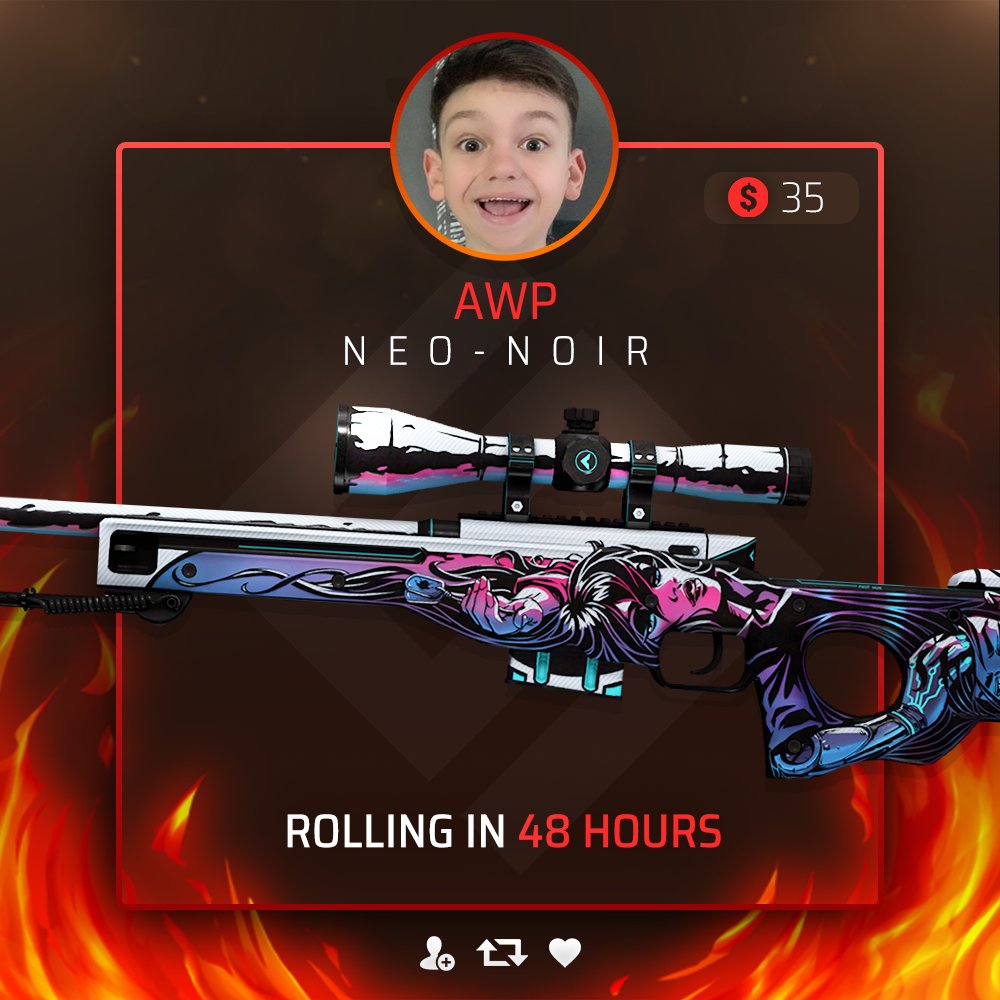 yungshapez's tweet image. 🎁 $35 AWP | NEO-NOIR GIVEAWAY

Enter now:
- Retweet
- Follow me &amp;amp; @furrycsgo 
- Tag a friend

⏰ 48 HOURS - GOOD LUCK!