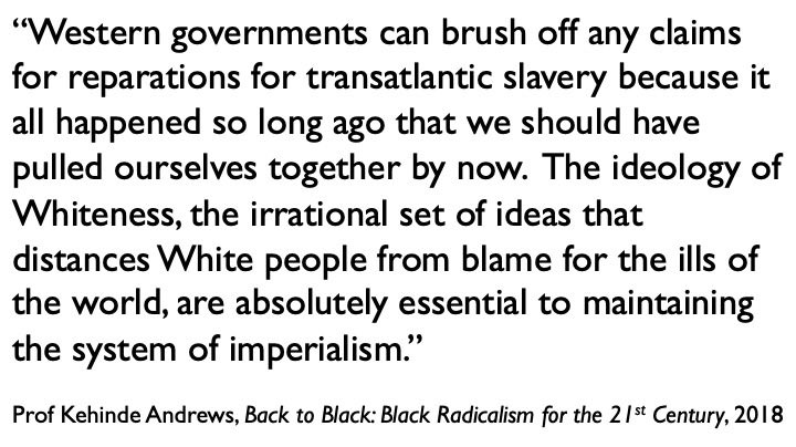 It is because of the staggering size of the sums in question that the Establishment seeks to suppress discussion of reparations, & employs a battery of dubious arguments to defend itself & its continuing systems of exploitation.   #racism  #ReparationsNow  #BlackLivesMatter  