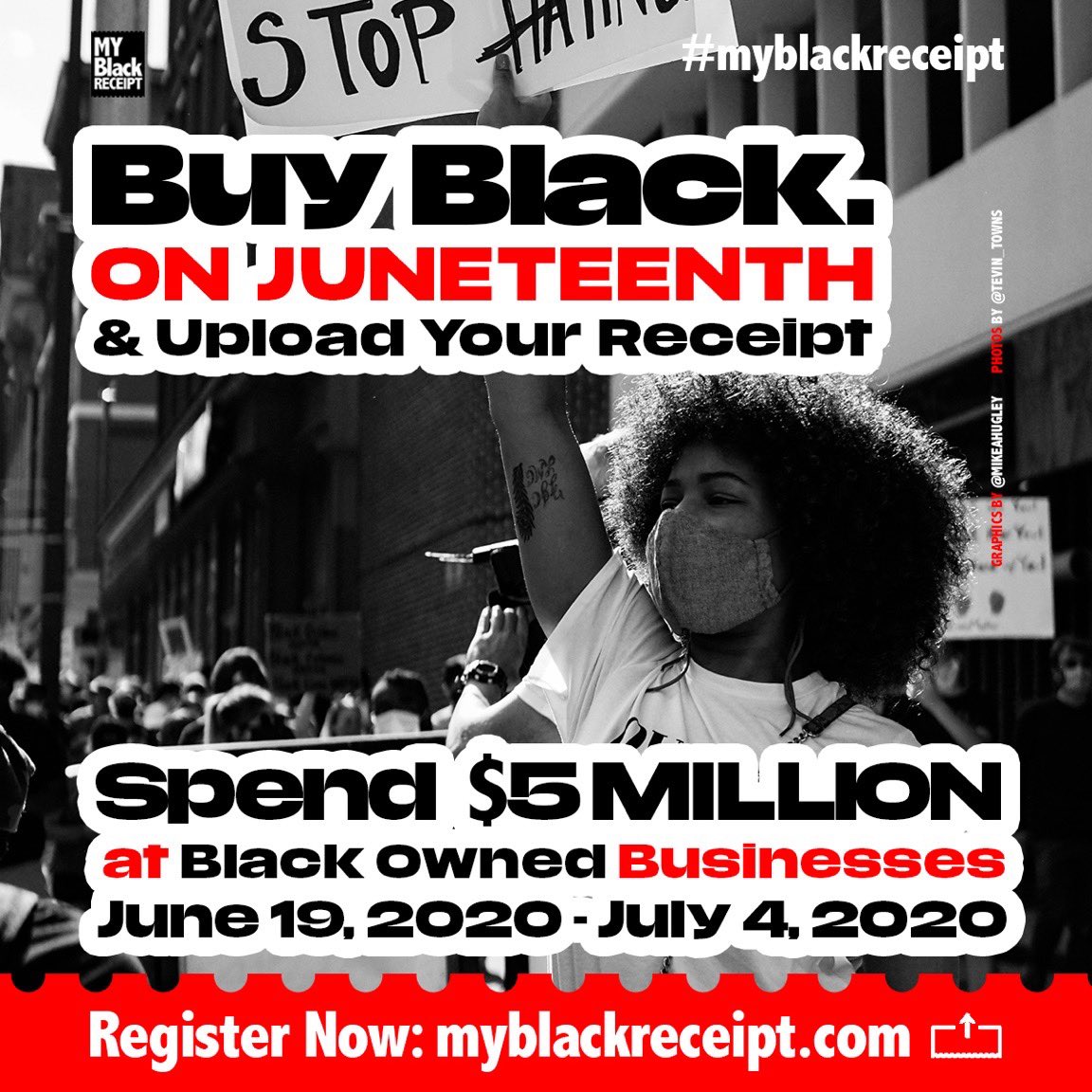 htx_media's tweet photo. My org is a founding partner of National Buy Black Movement: #MyBlackReceipt, we need 15 friends to RSVP today! This effort asks all to buy from Black-owned business and upload the receipt until we reach the goal of spending $5 million with them. @TheBlackupStart #TheBlackUpstart https://t.co/beai8r7aUY