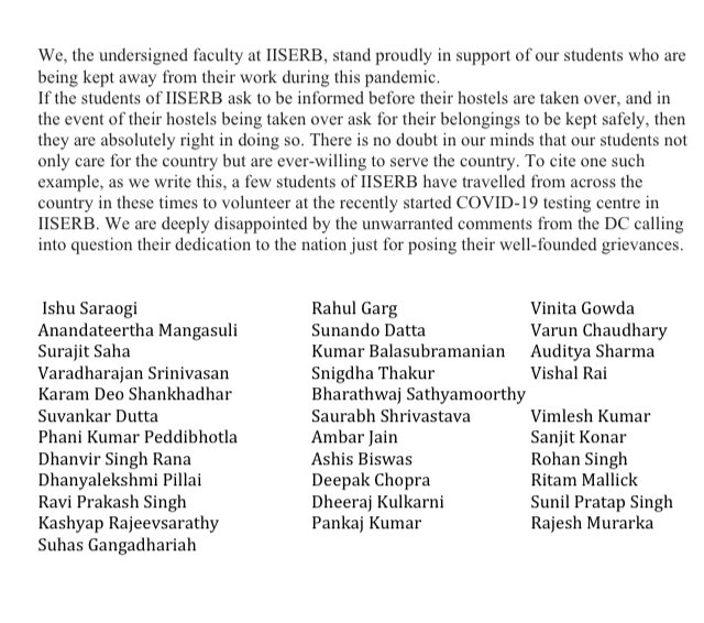 iiserb-faculty-forum (@iiserb_ff) on Twitter photo During these trying times some of our members wish to issue the following statement in support of <a href="/iiserbhopal/">IISER Bhopal</a> students. During these trying times some of our members wish to issue the following statement in support of <a href="/iiserbhopal/">IISER Bhopal</a> students.