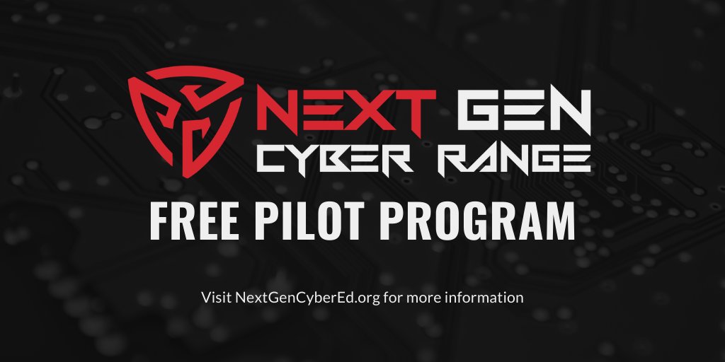 NextGenCyberEd's tweet photo. We are pleased to announce the availability of a free pilot program of the Next Gen Cyber Range.  Spaces limited, applications coming soon. https://t.co/8i8oA5jxrX #cyberrange #CyberSecurity https://t.co/fMObO2Ikzv
