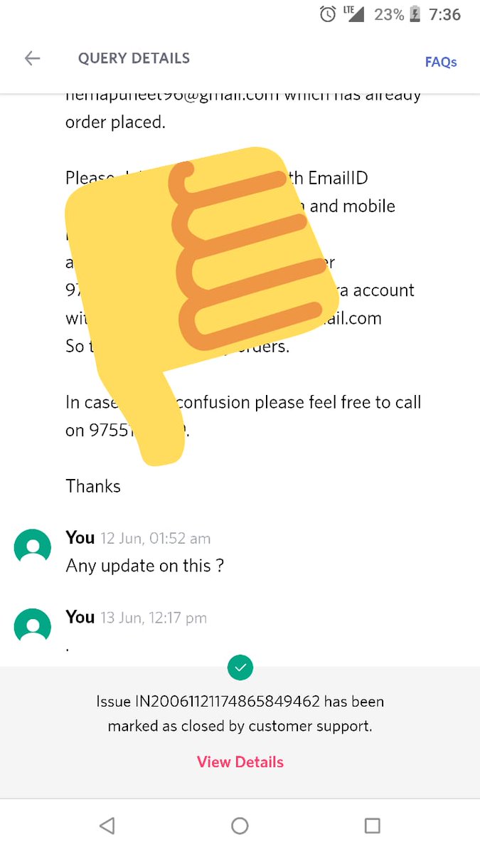 NemaPuneet22's tweet photo. @myntra @MyntraSupport you've not replied on my query and marked my issue as resolved. Fed up with this process, Please give me a call asap https://t.co/bGs8YACOfO