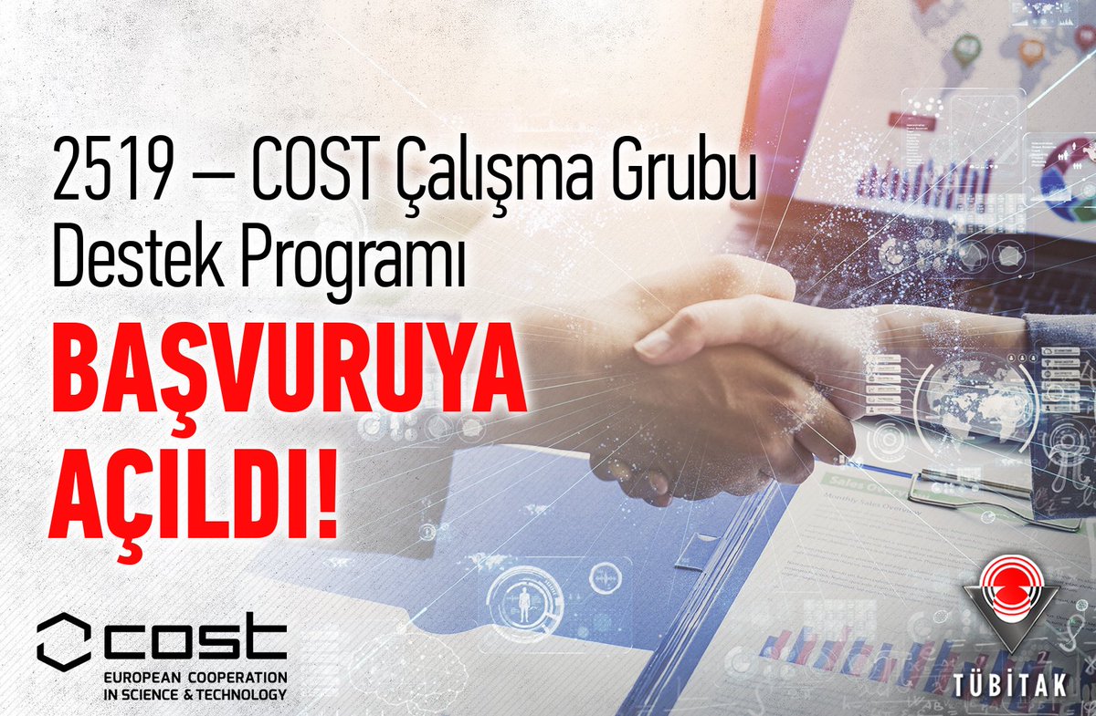 📣 2519 – COST Çalışma Grubu Destek Programı Başvuruya Açıldı 🇹🇷🤝🇪🇺

Bilim ve Teknolojide Avrupa İş Birliği Kuruluşu (COST) Programı kapsamında, araştırmacılarımızın COST Aksiyonlarıyla konu bakımından uyumlu Ar-Ge projelerini destekliyoruz!

👉 tubitak.gov.tr/tr/duyuru/2519…