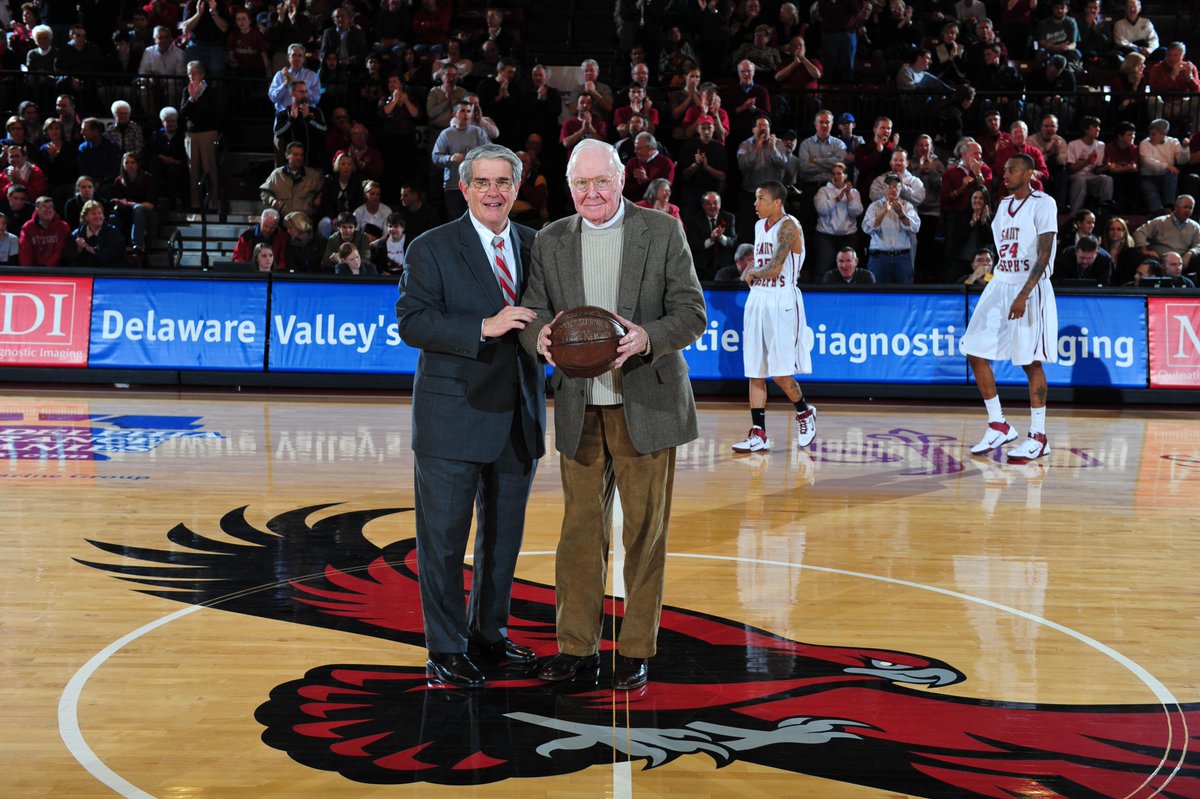 saintjosephs's tweet photo. Today we celebrate the 100th birthday of Larry Kenney ’41, SJU's oldest known living athletics alumnus! You just may spot the former Hawks basketball player in the neighborhood on his daily mile-long walks — one of his secrets to a century of longevity.

Happy birthday, Larry! 🎉 https://t.co/bT1U1D2OU9