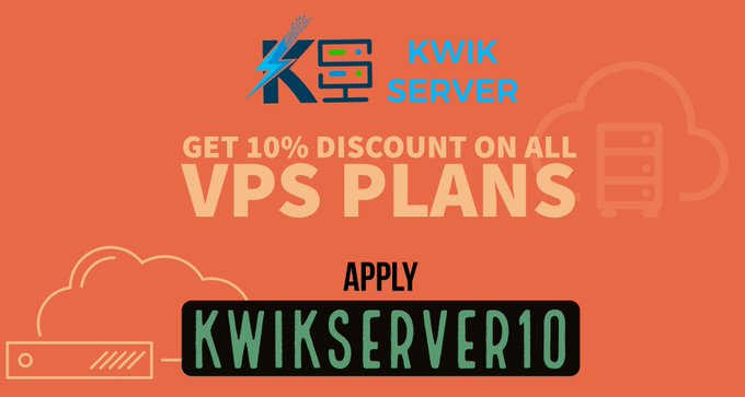 Avail instant 10% discount on VPS and other services.
Apply this code "KWIKSERVER10" during checkout.
Visit:- http://kwikserver.com
#RDP #webhosting #VPS #hosting #Offer #discount #servers #VPN #linux #Windows #DedicatedServer