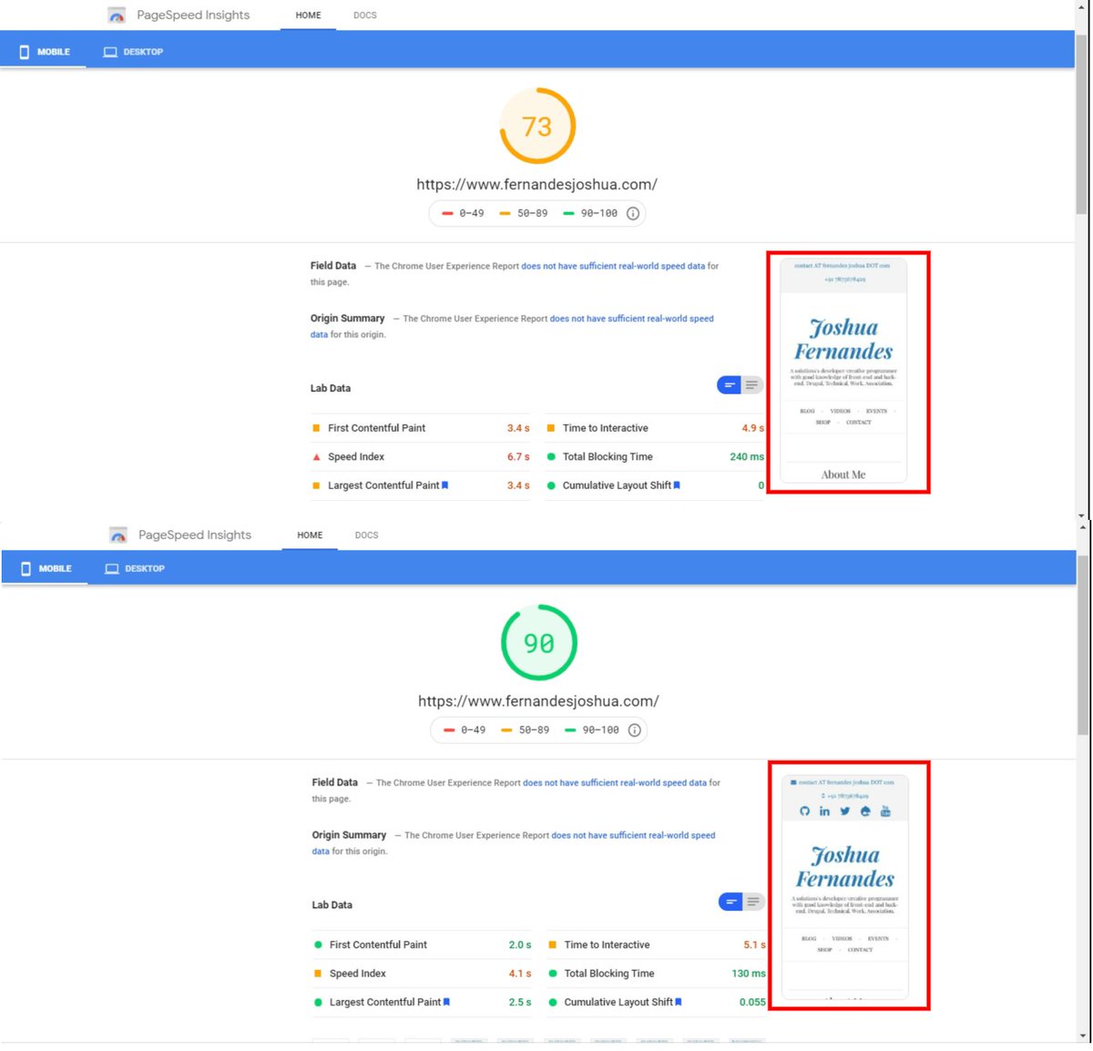 Joshua1234511's tweet photo. "Font-display: swap" "gulp-uncss" "critical" play a major part on PageSpeed Insights.
4 hours of learning, setup, and rigorous testing paid off well. The Page Insights review made a huge difference. 73 - 90 https://t.co/XL5oKiDsBf
#drupal #code #speedoptimize #gulp #uncss #CSS https://t.co/nyupWPmyhu
