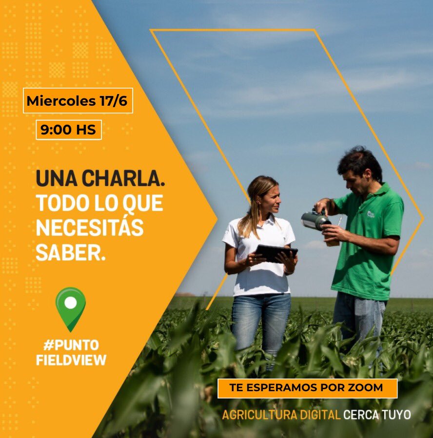 agropulso's tweet photo. Se viene una charla sobre todo lo que necesitás saber sobre agricultura digital 📲
📆 Este miércoles 17 a las 9 hs.
📍 por Zoom
#PuntoFieldView #Agropulso20años https://t.co/Jl1WHHo1ni