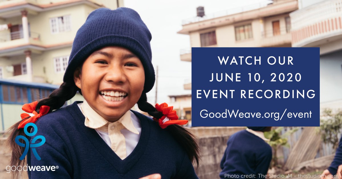 On June 10, 2020, GoodWeave hosted an inspiring and educational virtual event in honor of #WorldDayAgainstChildLabor! In case you missed it, you can view the recording at GoodWeave.org/event #TellThemIMadeIt #WDACL #WorldDayAgainstChildLabour #NoChildLabourDay