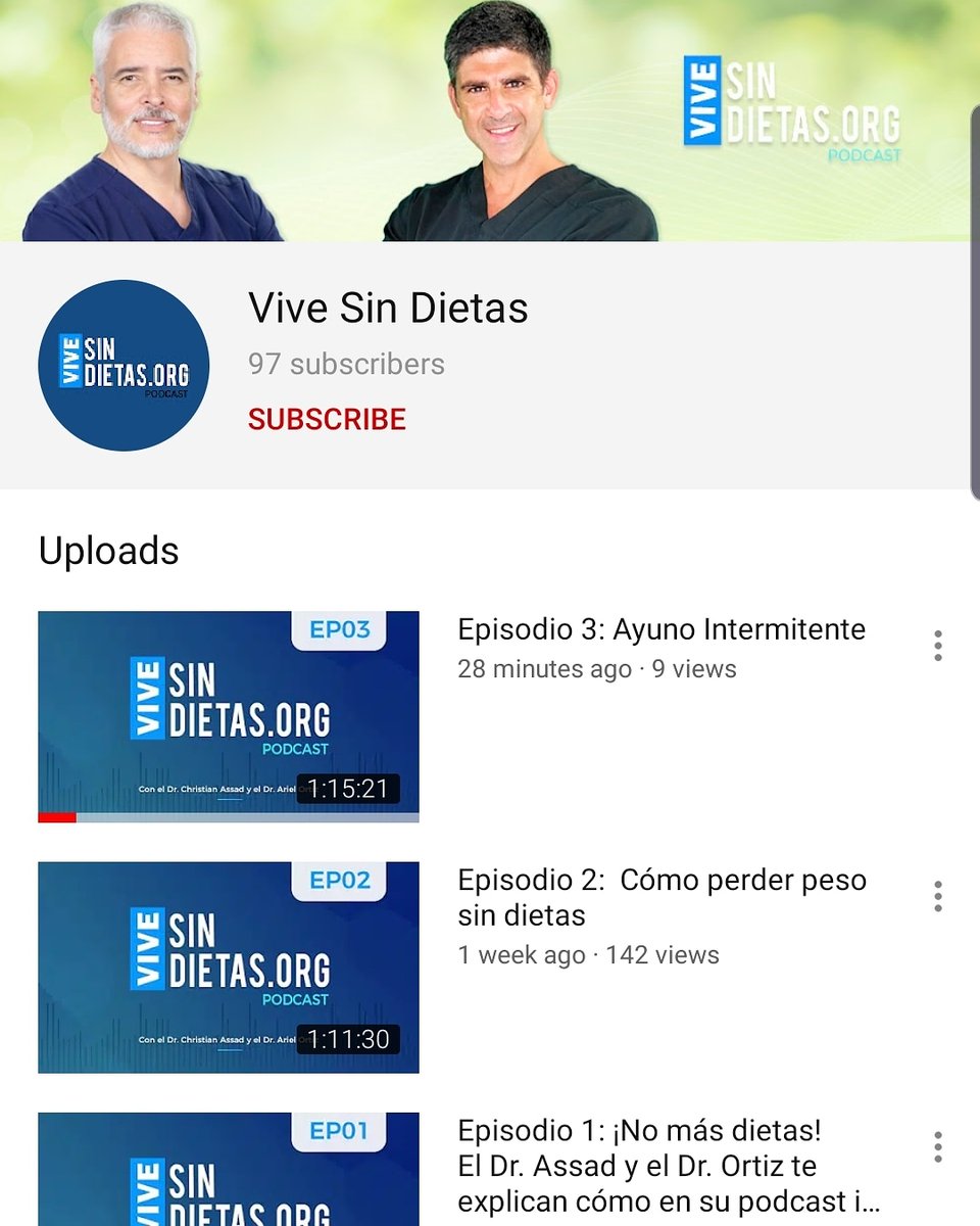 Christian Assad, MD (@christianassad) on Twitter photo Si quieren un podcast en dónde 2 doctores tiren madreada y además es informativo...
Chequen <a href="/_ViveSinDietas/">ViveSinDietas</a> con el Dr. <a href="/DoctorOrtiz/">Ariel Ortiz MD</a> y su Servilleta!
También estamos en Spotify, Apple, Soundcloud!
youtube.com/channel/UC6em-… Si quieren un podcast en dónde 2 doctores tiren madreada y además es informativo...
Chequen <a href="/_ViveSinDietas/">ViveSinDietas</a> con el Dr. <a href="/DoctorOrtiz/">Ariel Ortiz MD</a> y su Servilleta!
También estamos en Spotify, Apple, Soundcloud!
youtube.com/channel/UC6em-…