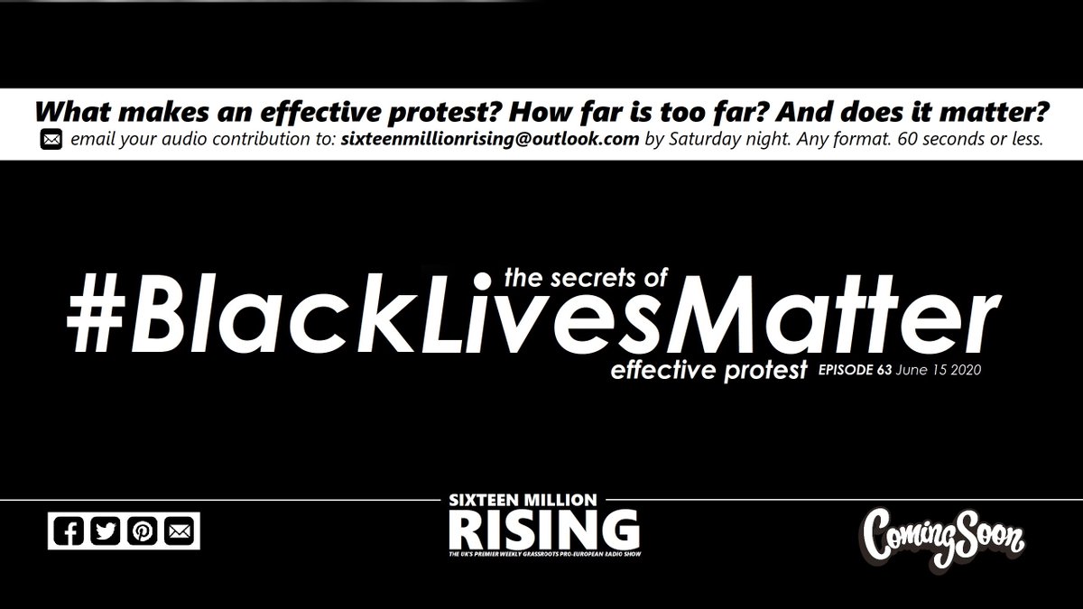 SMRRejoinRadio's tweet photo. ๐ข Still time to get your views recorded, emailed in and broadcast on our next episode #BlackLivesMatter
Any format. 60 seconds max. Deadline MIDNIGHT! โ
๐ฉ Email your audio to: sixteenmillionrising@outlook.com
#BeOnAShow #NotMovingOn #EffectiveProtest https://t.co/yzFUWwnb6g