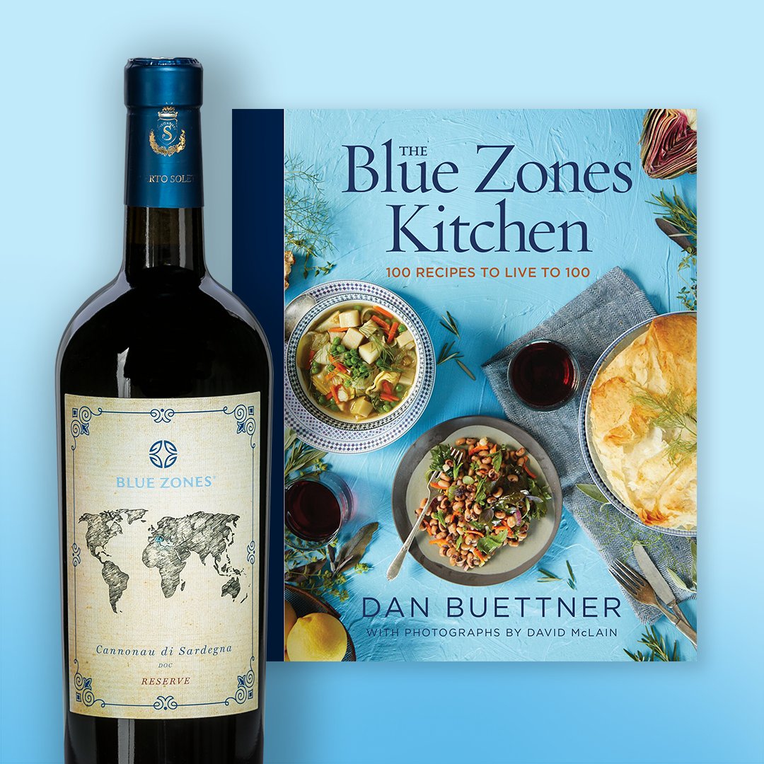 The perfect pairing! Made from grenache grapes, Cannonau wine bursts with flavors of ripe cherries, spices and a hint of vanilla. Traditionally, people drank a glass or two daily, offering their friends this toast: “A Kent’Annos”– May you live to 100!
bluezones.com/blue-zones-win…