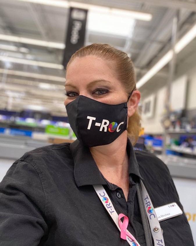 TROCGlobal's tweet photo. This is what we call T-ROC #pride! Check out our CEO, @bbeveridge and our @Walmart team members rocking their custom T-ROC masks. Now we get to rep the #TROCNation all day, every day during our #newnormal. 😷❤️ #LifeatTROC #companypride #lovemyjob https://t.co/Dti4ekdWci