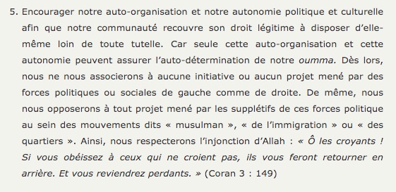 Charte du MIL, point 5. …https://mouvementislamiqueliberation.wordpress.com/2015/06/12/charte-en-10-points-du-mouvement-islamique-de-liberation/