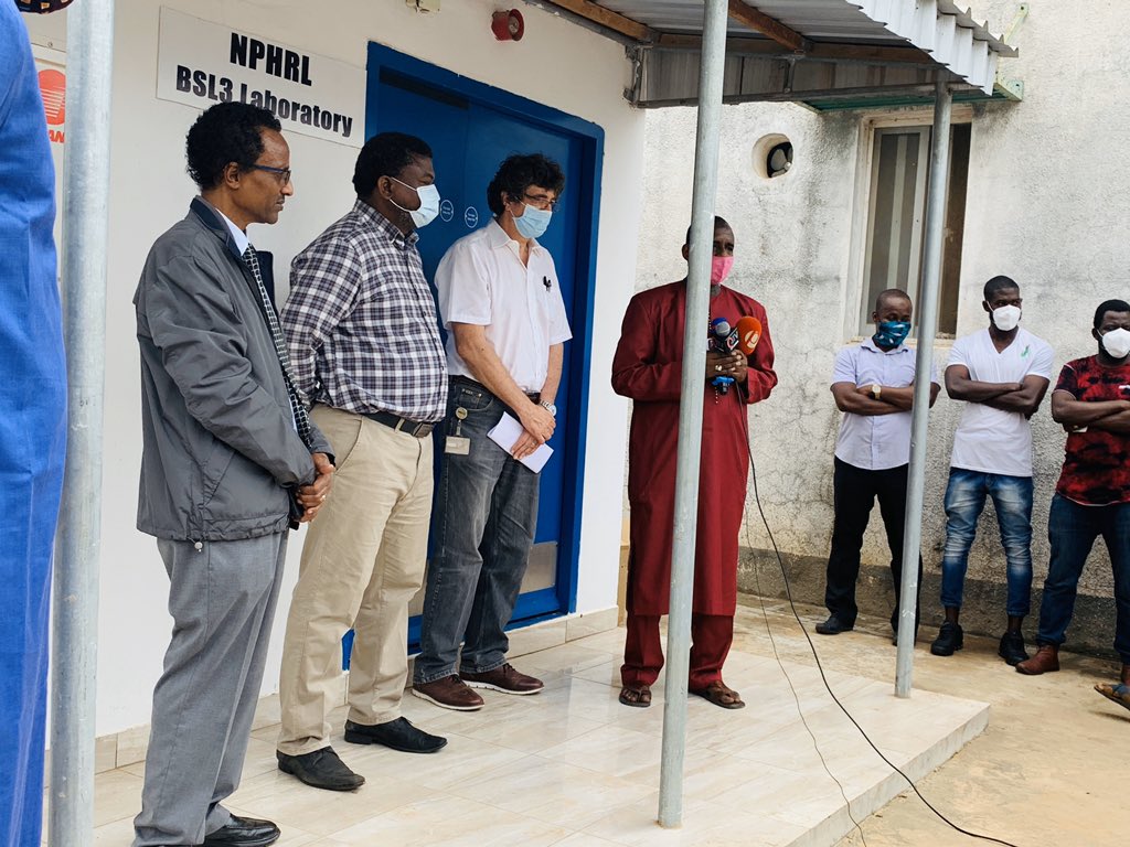 WHOGAMBIA's tweet photo. A milestone in the #COVIDー19 response in #Gambia. The launching of the National Public Health Reference Laboratory for #COVID19 testing #Capacitybuilding #Laboratory #TestTraceIsolate https://t.co/vMxGR5ANFQ