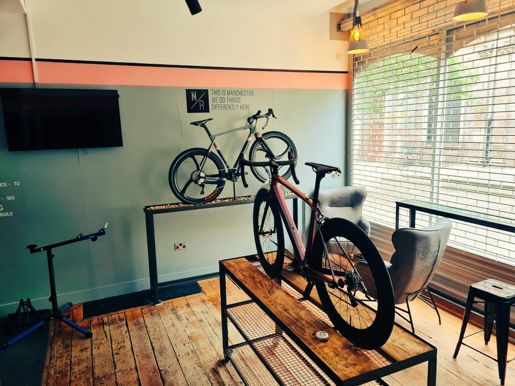 NorthRoadCycles's tweet photo. The NorthRoad Atelier is ready. Massive thanks to @pickwick1978 who sorted these amazing stands out. This is exactly how we wanted it. Can't wait for people to come in and have a conversation with us.

#cycling #buybritish #aatr #custombike #bikelife #rapha https://t.co/BXzvaXaB75