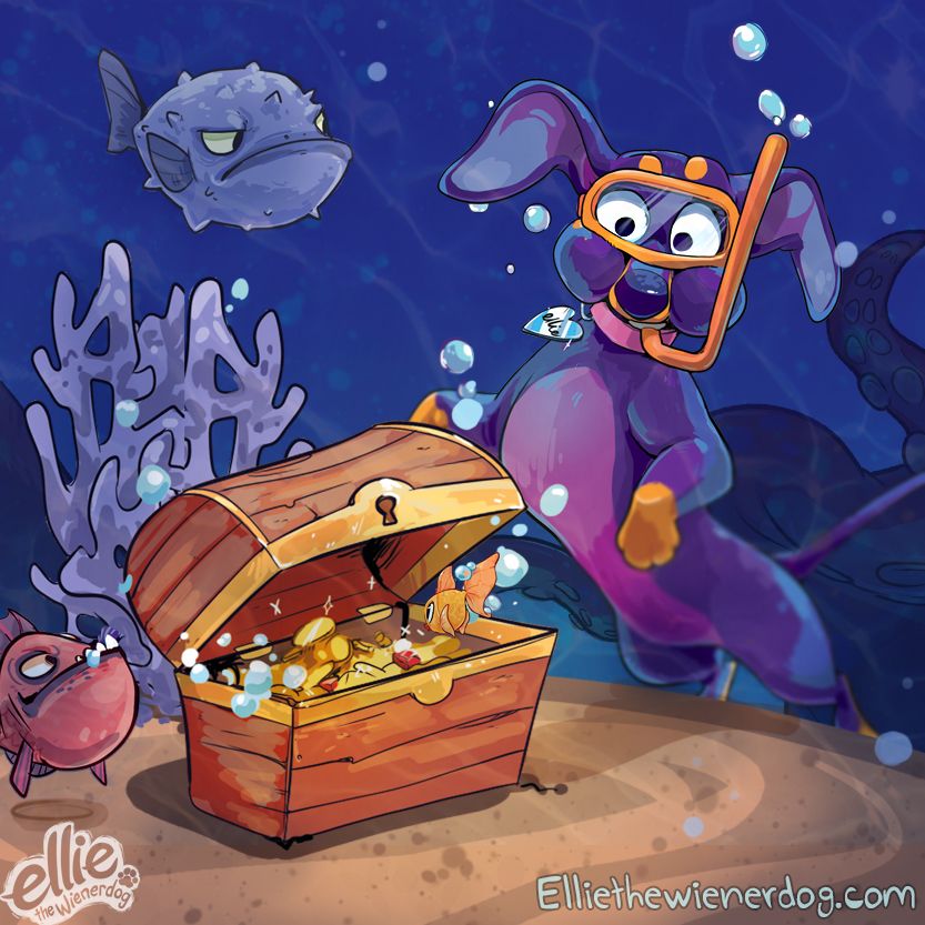 EllieWienerdog's tweet photo. Secret treasures are just waiting to be discovered so get out and get exploring!  Darn, I thought this one was full of treats but looks like it's a bust.  Oh well, I'm off to sniff out my next adventure!  Happy #SaturYAY!  🐾💜🐾 #elliethewienerdog #purplewienerdog #itshardtoswim https://t.co/cpN49WrfLL