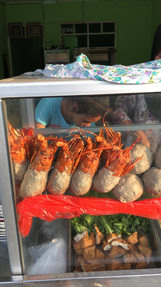 Post disini jg deh. Ini gue gatau nama basonya apa lupa:( pokoknya tempatnya dipermata regensi bekasi ya,daerah cibitung kab. Bekasi. Seporsi harga 40k dpt 1 baso lobster utuh ada badannya jg dan isinya + 3 baso kecil. Dia jg jual baso beranak sama baso tulang iga gitu gede bgt😭