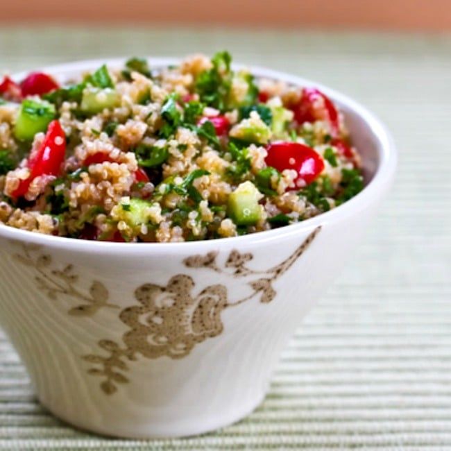 It's not super low in carbs, but I love this Quinoa Tabbouleh Salad