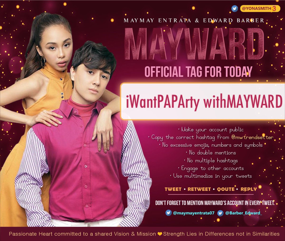 KPAbroadWarrior's tweet photo. Let’s have One hour of good vibes with the #iWantASAP squad LIVE at 10:30 AM! 

Here’s our official tag today;

iWantPAPArty withMAYWARD 
 
@maymayentrata07 @Barber_Edward_ https://t.co/EudfMiXzum