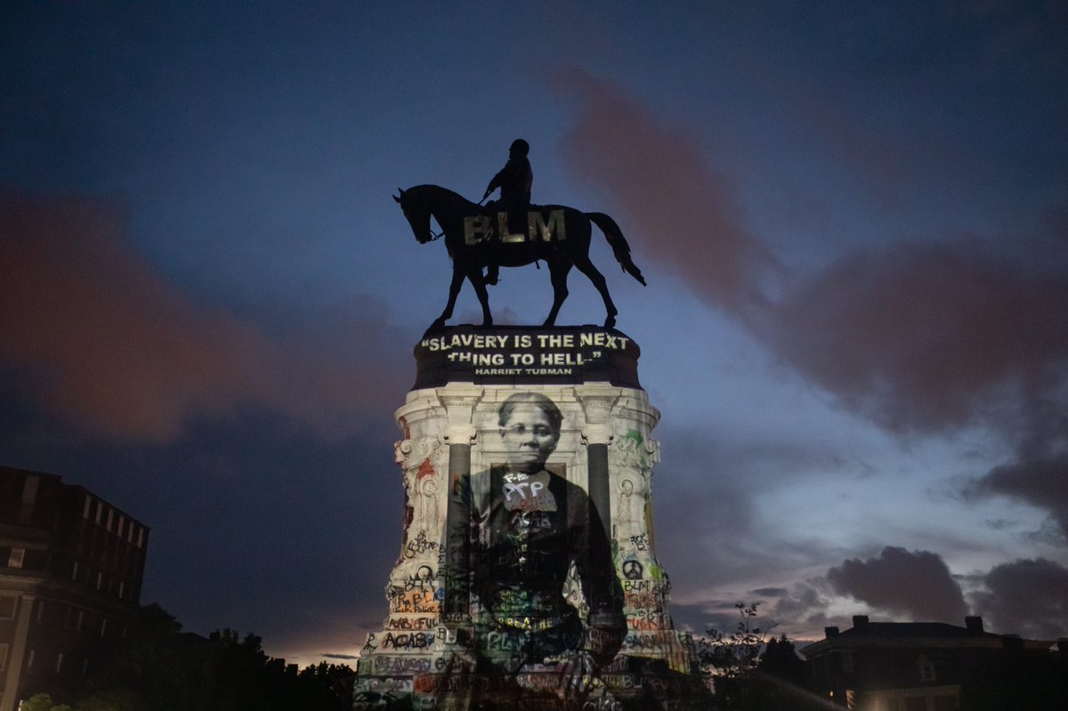 Harriet Tubman has just been projected on Robert E. Lee in Richmond #13NewsNow #blacklivesmatter