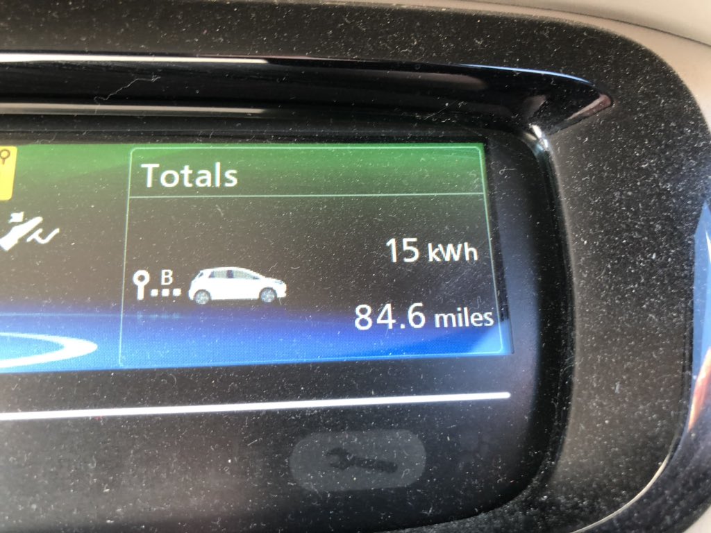 Ignore the dirty dash but I had a good drive down to Coventry earlier in the week to meet @Craig_Tonge from <a href="/RZOC/">Renault & Dacia Electric Vehicle Owners Club ⚡️</a>... I left Rotherham on 80% completed 84.6 miles and the fuel light wasn’t even on! 

It’s amazing what the little 22kWh Zoe can do when it’s driven economically!