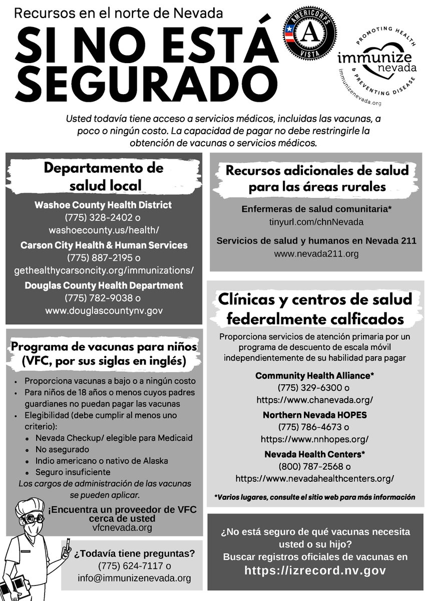 CHANevada's tweet photo. Some great resources for our Northern Nevada community. If you are uninsured you still have access to medical services, including vaccines, at a little to no cost. https://t.co/K47rGcyx9E