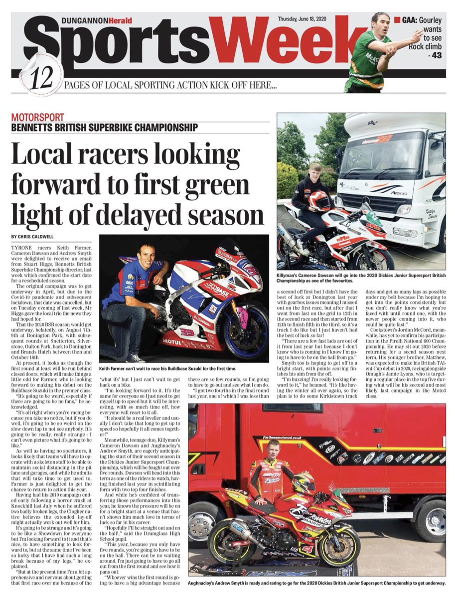 Thanks to our local paper for the coverage <a href="/OfficialBSB/">British Superbike Championship</a>